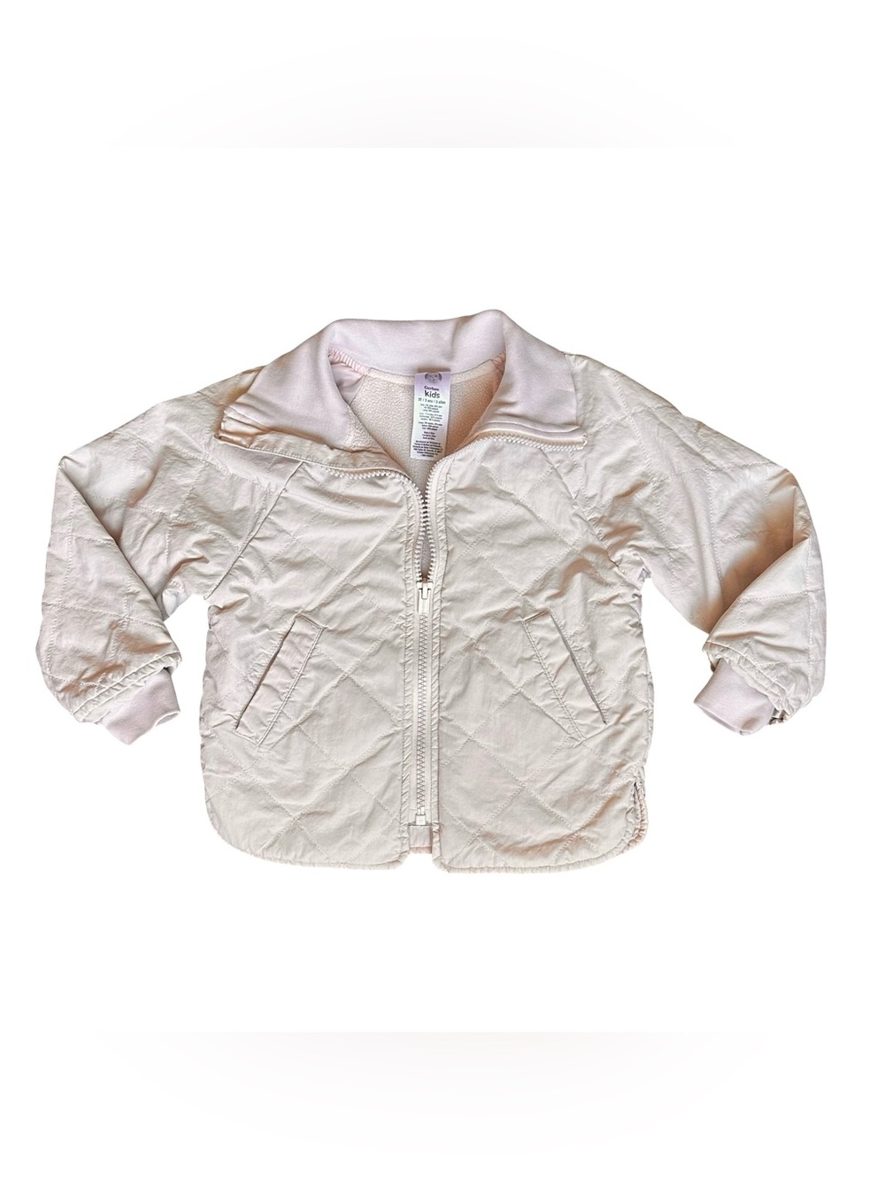 Gerber Kids 3T Unisex Boys Girls quilted fleece zip up jacket beige cream